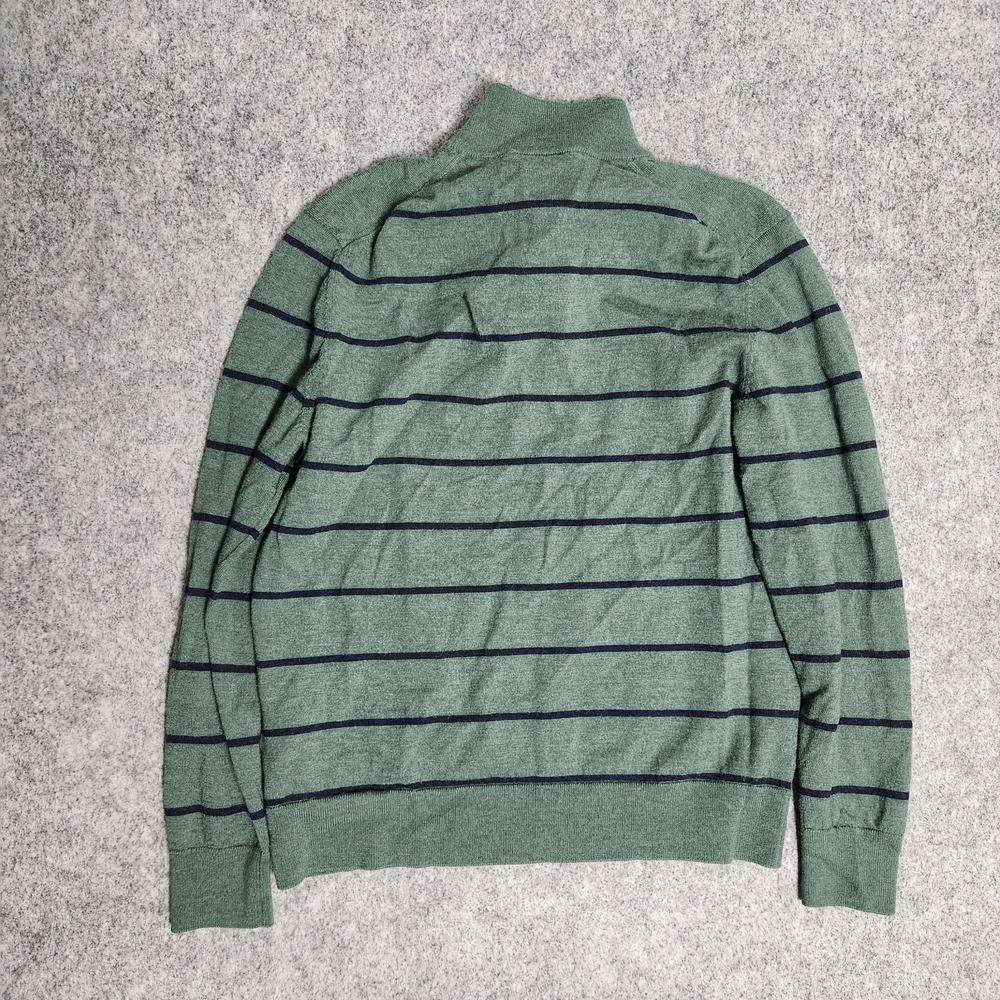 UNTUCKit Wool Sweater Men L Green Extrafine Merino Belguardo Stripe Runs Small - Picture 2 of 7